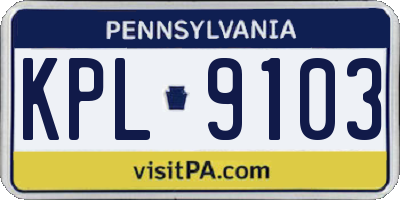 PA license plate KPL9103