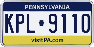 PA license plate KPL9110