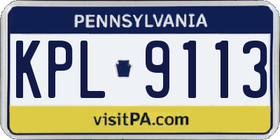 PA license plate KPL9113