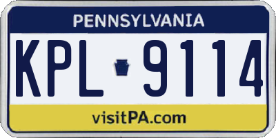 PA license plate KPL9114