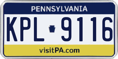 PA license plate KPL9116