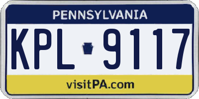 PA license plate KPL9117