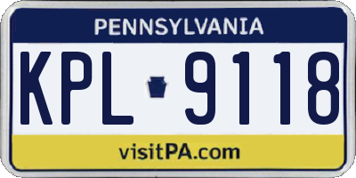 PA license plate KPL9118