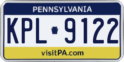 PA license plate KPL9122