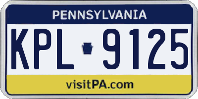 PA license plate KPL9125