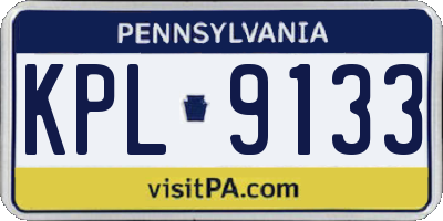 PA license plate KPL9133
