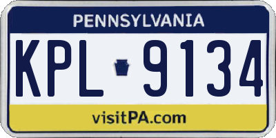 PA license plate KPL9134