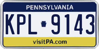 PA license plate KPL9143