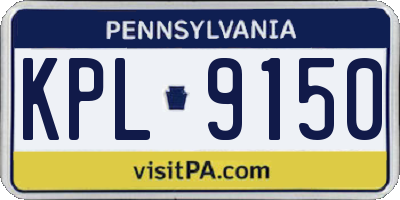 PA license plate KPL9150