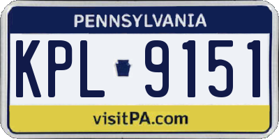 PA license plate KPL9151
