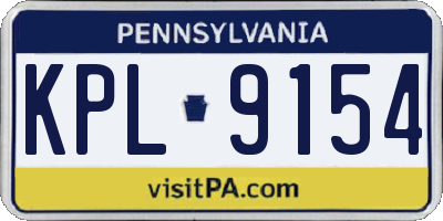 PA license plate KPL9154