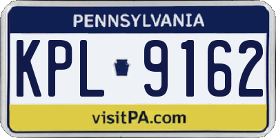 PA license plate KPL9162