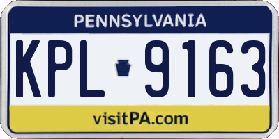 PA license plate KPL9163