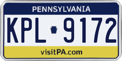 PA license plate KPL9172