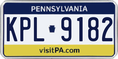 PA license plate KPL9182