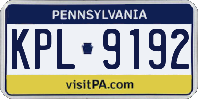 PA license plate KPL9192