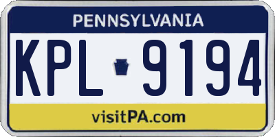 PA license plate KPL9194