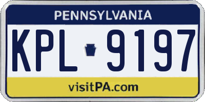PA license plate KPL9197