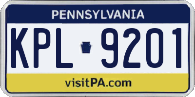 PA license plate KPL9201