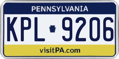PA license plate KPL9206