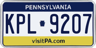 PA license plate KPL9207