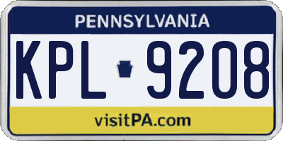 PA license plate KPL9208