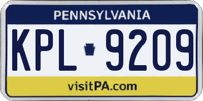 PA license plate KPL9209