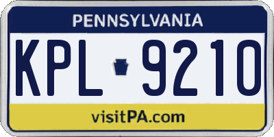 PA license plate KPL9210