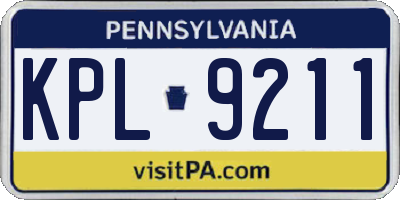 PA license plate KPL9211