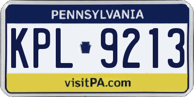 PA license plate KPL9213