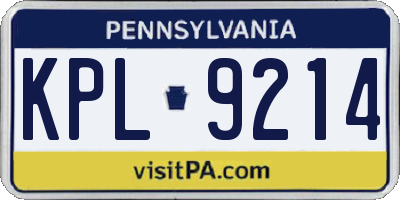 PA license plate KPL9214