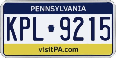 PA license plate KPL9215