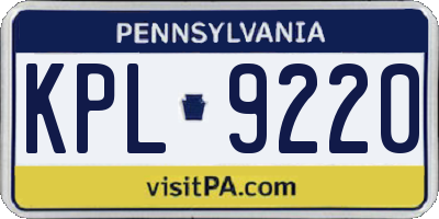 PA license plate KPL9220