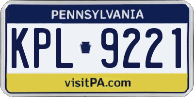 PA license plate KPL9221