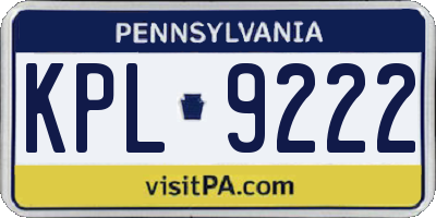 PA license plate KPL9222