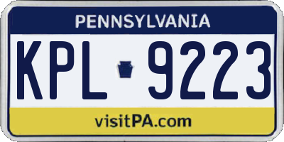 PA license plate KPL9223