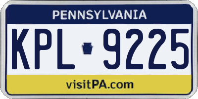 PA license plate KPL9225