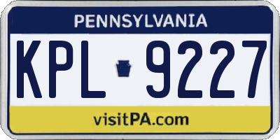 PA license plate KPL9227
