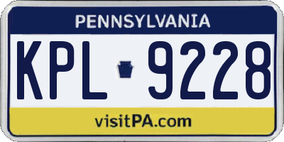 PA license plate KPL9228