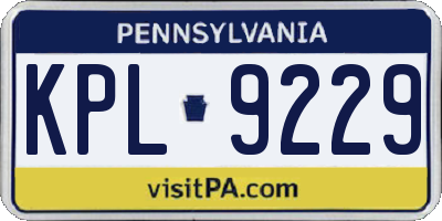 PA license plate KPL9229
