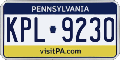 PA license plate KPL9230