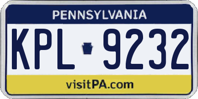 PA license plate KPL9232