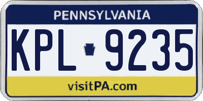 PA license plate KPL9235