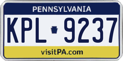 PA license plate KPL9237