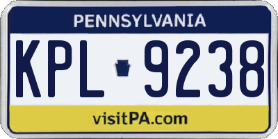 PA license plate KPL9238
