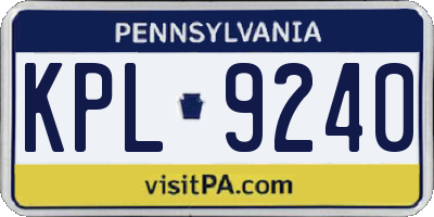 PA license plate KPL9240