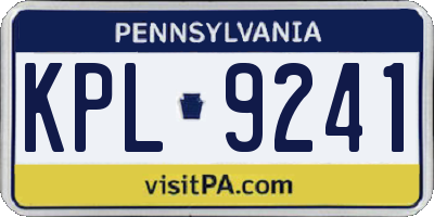 PA license plate KPL9241