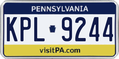 PA license plate KPL9244