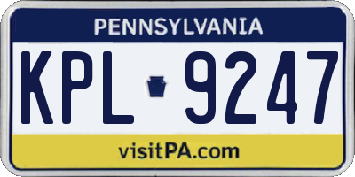 PA license plate KPL9247