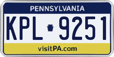 PA license plate KPL9251